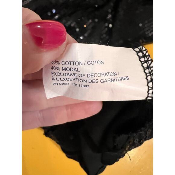 Gap Womens Sequin Top Blouse Sleeve Scoop Neck Stretch Retro Party Black Size L - Picture 6 of 8